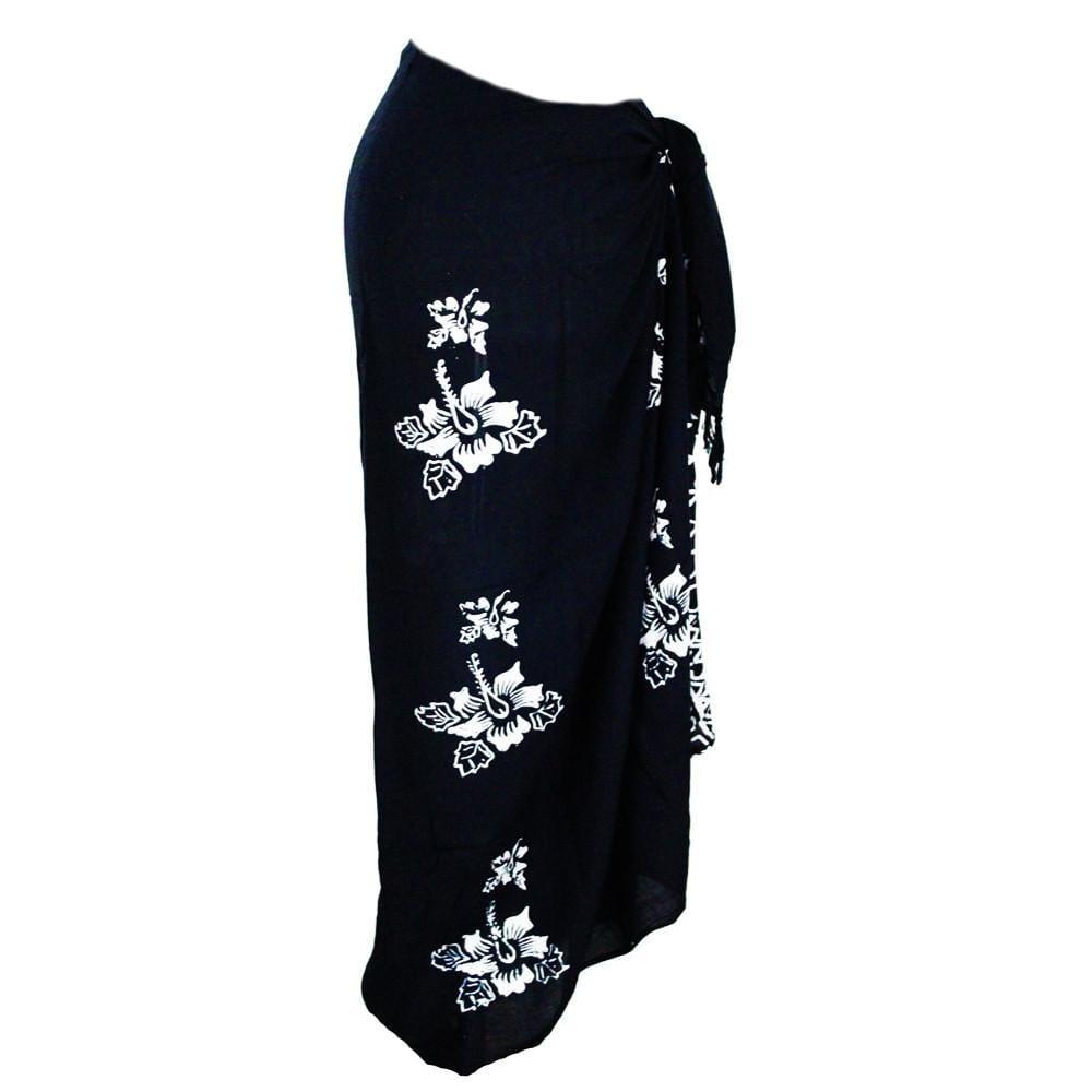 Black Patterned Rayon Sarong - Hula - Sarongs - Hula Beach