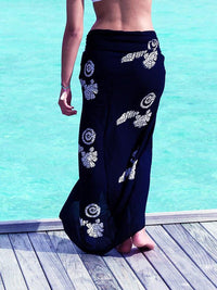 Black Patterned Rayon Sarong - Hula - Sarongs - Hula Beach