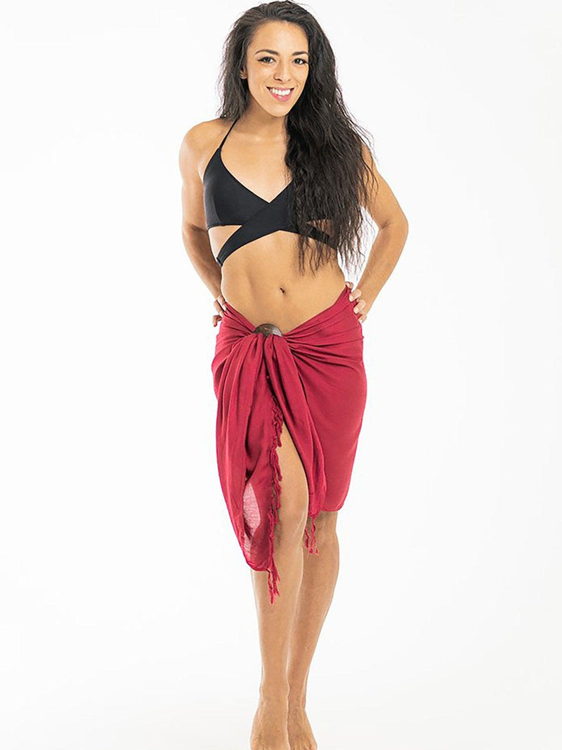 Maroon Red Mini Sarong - Hula - Sarong - Hula Beach