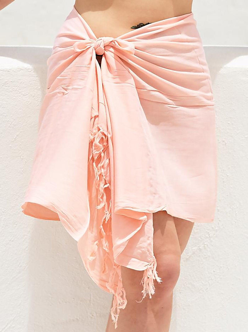 Pale Peach Rayon Mini Sarong - Hula - Sarong - Hula Beach