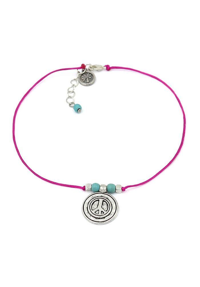 Peace Charm Pink Anklet - Hula - Anklets - Pineapple Island