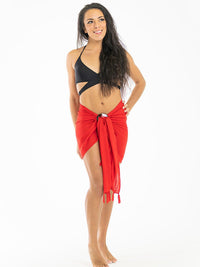 Red Rayon Mini Sarong - Hula - Sarong - One World Sarongs