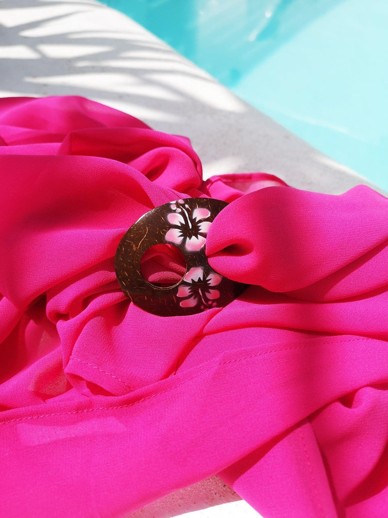 Rose Pink Hibiscus Sarong Buckle - Hula - Sarong Ties - Hula Beach