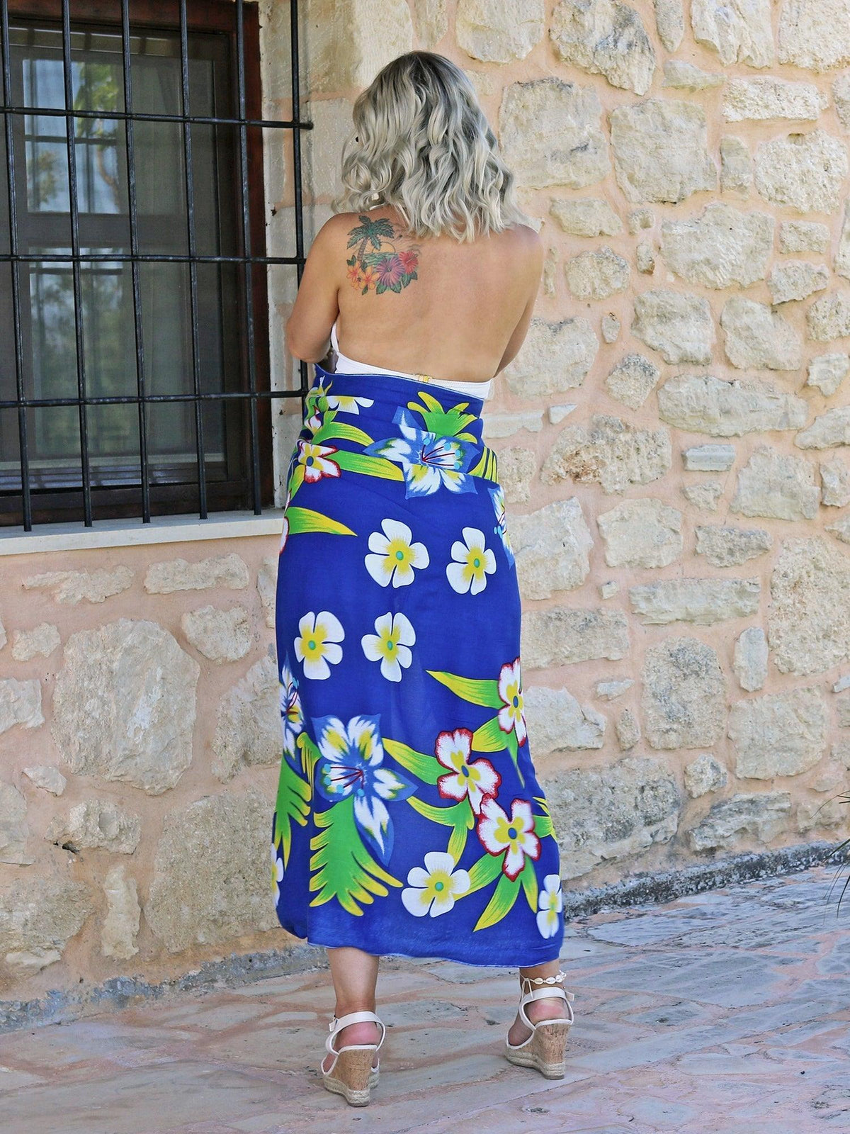 Tropical Blue Floral Print Sarong - Hula - Sarong - Hula Beach