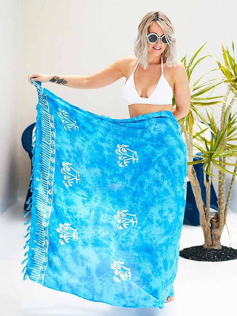 Turquoise Blue Tie Dye Sarong - Hula - Sarong - Hula